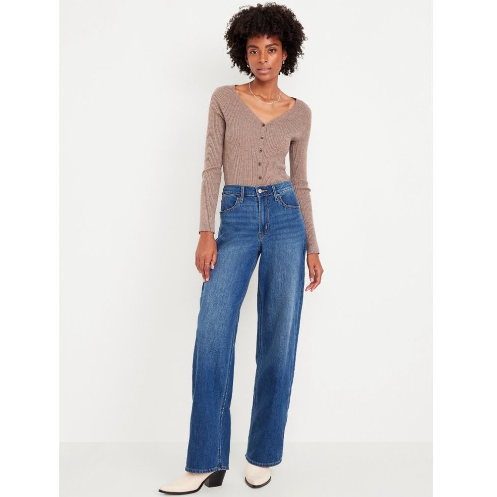 New With Tags Old Navy High-Waisted Wow Wide-Leg Jeans, Sz 6R, Medium Wash